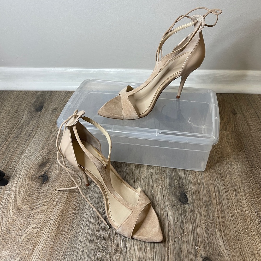Zara, tie around ankle, pointy toe sandal. Size 7